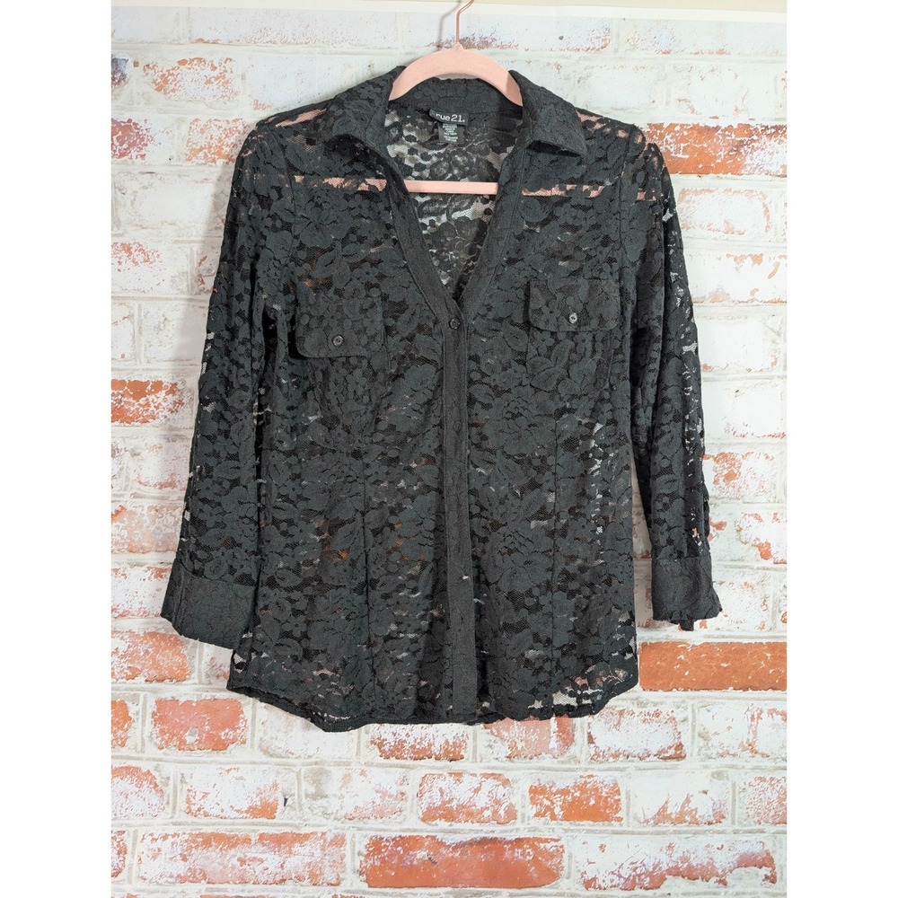 rue21 Lace Boho Top Womens Large Black Whimsygoth‎ Festival